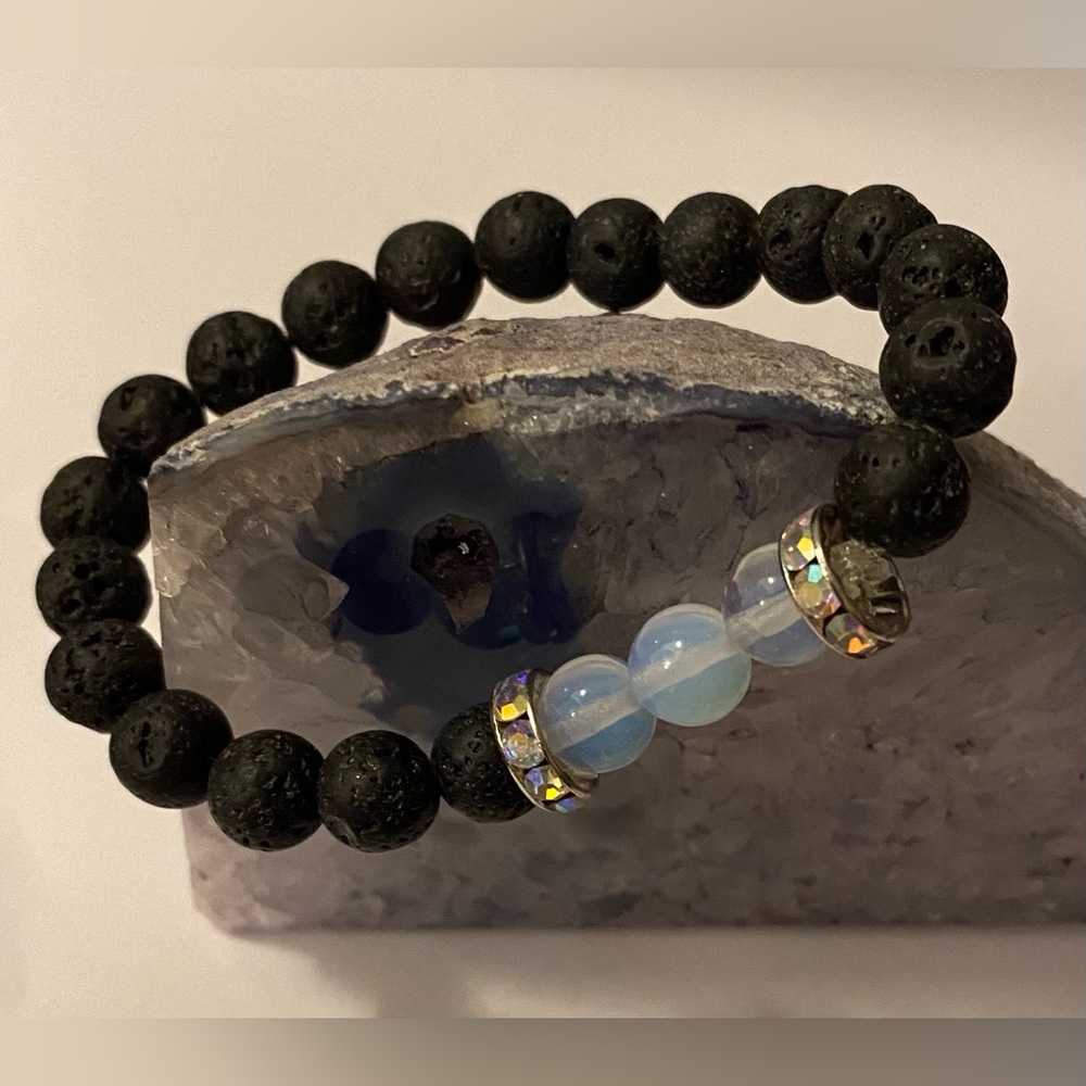NEW Essential Oil - Opalite crystal & Lava bead bracelet